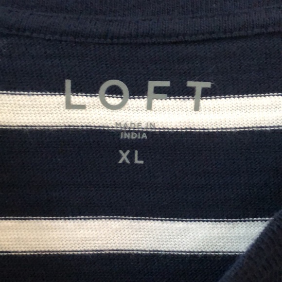 NWT LOFT blue & white striped short sleeve sweater. - Picture 3 of 5